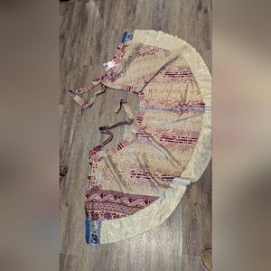 Darn Good Yarn Bohemian Beige and Red Mini Skirt
